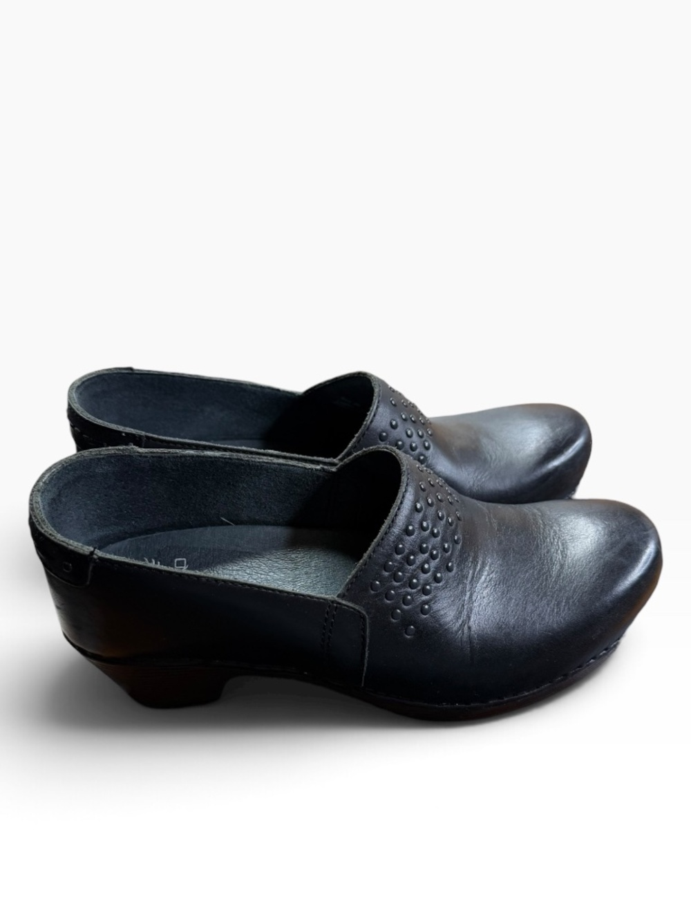 Dansko Mavis Black Leather Studded Clogs Mules Women's EU 39 US 8.5-9